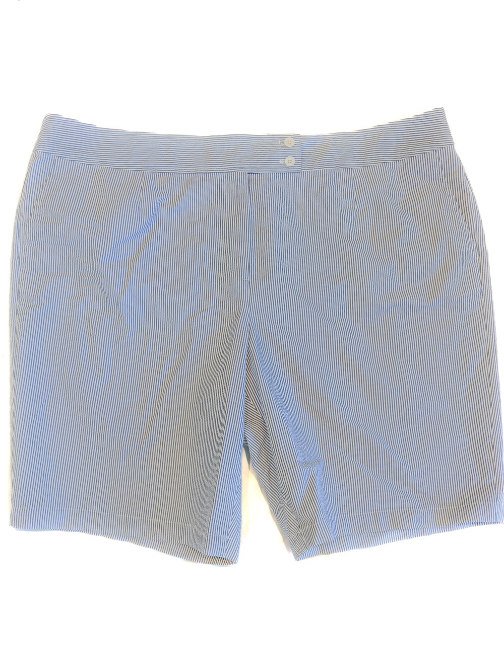 NWT Talbots Woman 24W Blue White Seersucker Stripe Shorts Plus Size